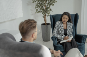 One-on-one outpatient addiction counseling session