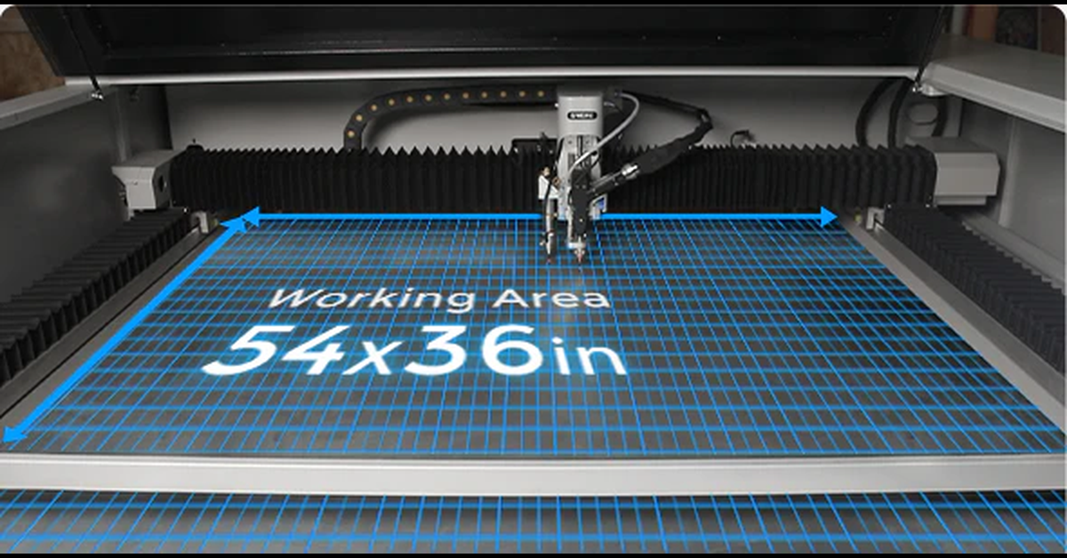 Cutting bed displaying a 54×36 inch working area on the GWEIKE M Series.