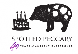 Peccary logo with birthday cake and balloons