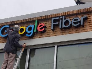 Google Fiber Sign Install by Royal Signs & Awnings