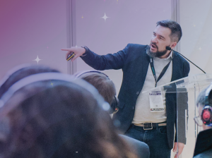 Technical presentation on satellite architectures during a SmallSat Europe conference session