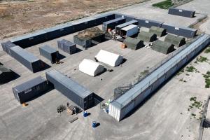 military base made from Dry Box shipping containers