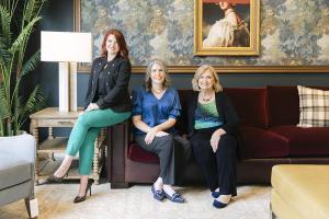 The Designers Collaborative's dedicated team, Megan Cochran, Onboarding Specialist, Heather McManus, Founder & CEO, and Linda Speed, Account Manager, together help the buying collective run smoothly.