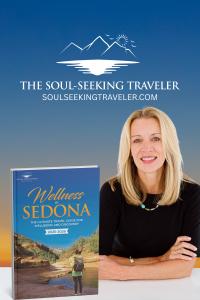 Leslie Deshler with book "Wellness in Sedona"