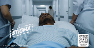 Otsego County Anti-Stigma image of man on gurney in hospital