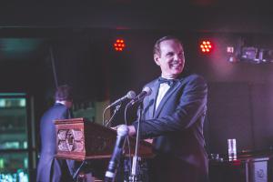 Daniel Marshall gratefully accepts Lifetime Achievement Award in London Boisdales Cigar Awards