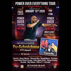 Members of Fu-Schnickens on stage at Starr Bar in Brooklyn during the Power Over Everything Live Music Tour