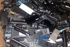 Laptop batteries in a Gaylord for recycling