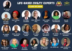 Banner featuring the 22 Life-Based Civility Experts recognised by Royal Civility and World Civility as the Leading Voices of Civility, Class of 2026.