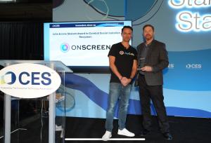 Costin Tuculescu, CEO of ONSCREEN accepting the Shalam Award from Steve Ewell