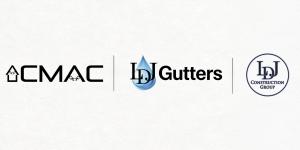 CMAC logo alongside LDJ Gutters and LDJ Construction Group logos, representing the strategic acquisition and merger of the companies.