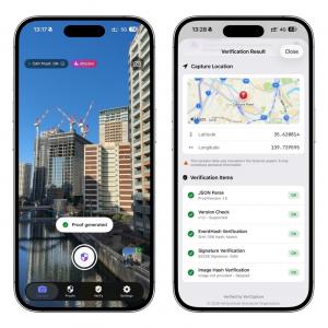 Capture photos with tamper-proof evidence. Each shot is signed with Secure Enclave, timestamped via RFC 3161 TSA, and optionally verified with Face ID. Location, time, and photographer identity—all cryptographically sealed.