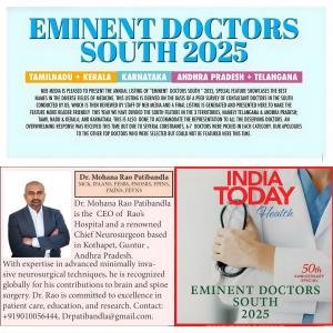 India Today Health Eminent Doctors South 2025 feature showing Dr. Mohana Rao Patibandla listed among selected doctors from Andhra Pradesh and Telangana.