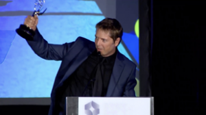 Steph Carse Emmy Award at Podium