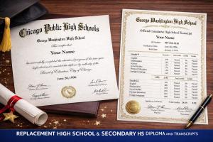 Replacement of high school and secondary school diplomas and transcripts.