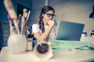 Woman performing research