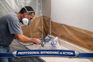 Professional refinishing in action at a Central Florida home.