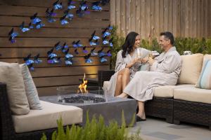 Trellis Spa's Soaking Pools & Garden features a quiet garden with a relaxing firepit for couples to share meaningful moments.