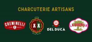 Charcuterie Artisans brands logos for Creminelli, Daniele, Del Duca and La Quercia