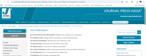 Image showing Prem Kireet Chowdary Nimmalapudi listed as a reviewer on the Journal Press India website for the Computology journal.