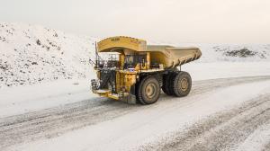 Komatsu 930E Haul Truck on snowy road