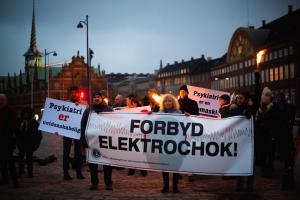 Members of CCHR Copenhagen demonstrate against the use of ECT.