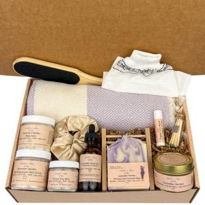 Luxury spa gift basket with self care products, handmade in the USA by Sand & Sea by Ashley