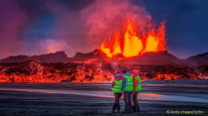 At Bárðarbunga volcano in central Iceland, basaltic lava flows covered an area of 33 square miles in 6 months, beginning in August 2014, the largest basaltic flow since 1784. Global temperatures rose rapidly nearly one degree from 2014 to 2016.