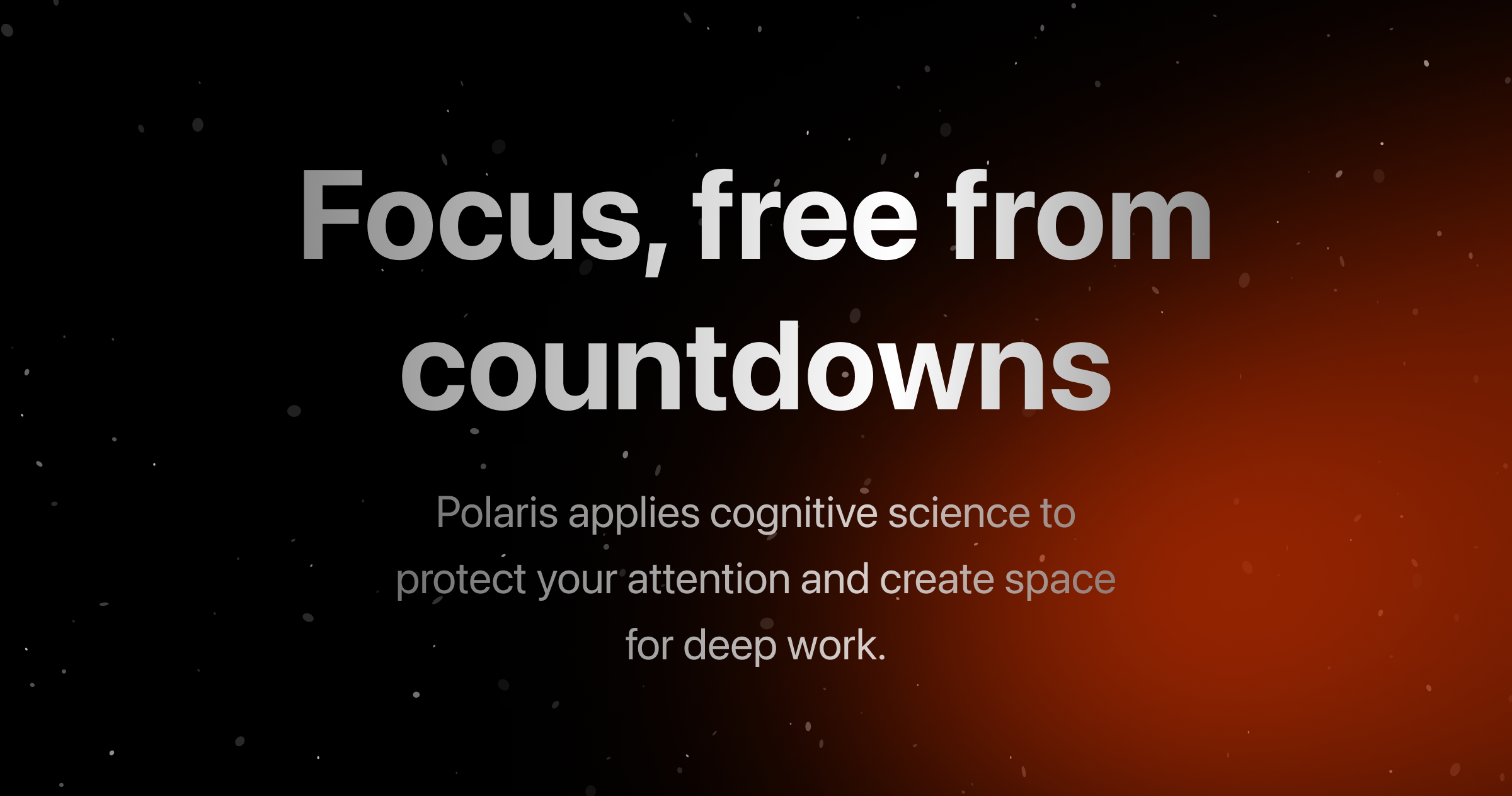 Focus, free from countdowns title on a cosmic background