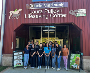 Jeff Cook Real Estate LPT Realty team volunteering outside the Charleston Animal Society Laura Puleyn Lifesaving Center.