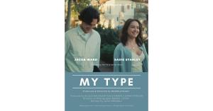 Sadie Stanley and Jacob Ward walk down street smiling in the film MY TYPE.
