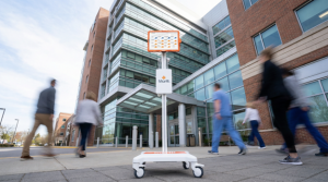 Martti device outside a busy hospital