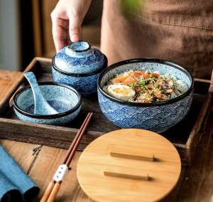 Handmade Japanese Ramen Bowl Set - 5 Piece Set