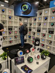 The Xello booth at CES 2026 showcasing Bluetooth speakers that transform audio into visual performance. Photo by Brian Sebastian/Movie Reviews and More.