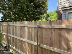 A fence built by Kodiak Fence Company