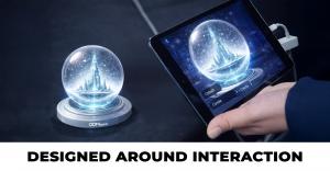 Technology-enabled promotional items shown in active use, emphasizing intuitive interaction.