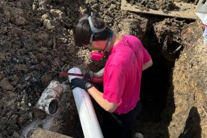 Mother Modern Plumbing installs Schedule 40 PVC sewer pipe in Fort Worth, TX.
