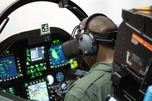 Student flying in ITPS Simulation Centre using mixed reality