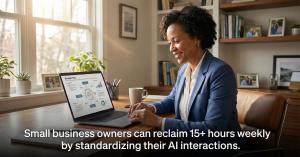 Business owner working efficiently on a laptop in a home office.