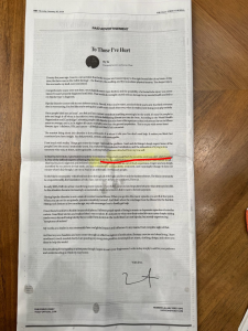 Ye's paid advertisement in The Wall Street Journal (January 26, 2026) that incorrectly refers to Hitler's Hakenkreuz as the "Swastika"