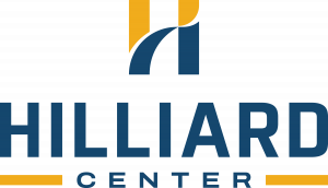 Two-tone blue and gold Hilliard Center logo representing a premier downtown Corpus Christi event and entertainment venue