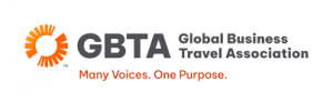 This is an image of the Global Business Travel Association's (GBTA) logo, along with its tagline, "Many Voices, One Purpose"