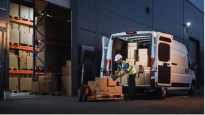 Dark night. Open truck. Loan delivery person.