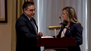 Professor Dr. Gabriele Pao-Pei Andreoli, president of the Institute for Advanced Studies and Cooperation, and a liaison representative of the Vatican Pontifical Academy of Theology, and Maryna Ovtsynova, president of ALLATRA