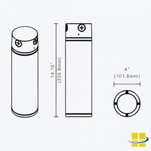 CYLA 4″ 25w LED Up/Down Surface Mount Light with Selectable Kelvin (Fixture Dimensions)