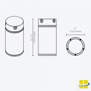 CYLA 6″ 40w LED Up/Down Surface Mount Light with Selectable Kelvin (Fixture Dimensions)