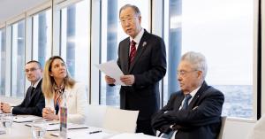 MoU Signing Ceremony with BKMF Co-chairs Ban Ki-moon and Heinz Fischer, Prof. Stephanie Debette, Director-General of the PBI and Prof. Igor Sibon, Interim Director of the Vascular Brain Health Institute