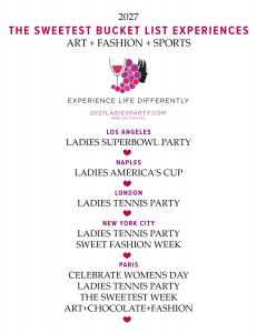 "Love to party for good, share and gift the sweetest bucket list experiences in art, fashion, and sports our referral program is made just for you! www.2027LadiesParty.com Made Just for You!