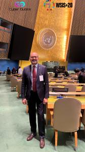 Dr. Gurvirender Tejay, Co-founder and CEO of Cyber Qubits, at the United Nations General Assembly during the WSIS+20 High-Level Meeting in New York, December 2025.