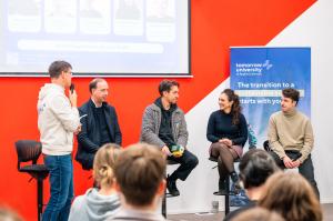 Panel discussion at Tomorrow University’s Berlin Immersion on “Redefining Success: Beyond Profit”, featuring thought leaders and entrepreneurs exploring purpose-driven strategy, ethical innovation, and balancing impact with financial sustainability.